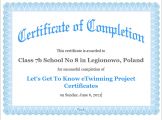 Ukończenie międzynarodowego projektu eTwinning, 