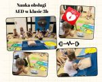 Nauka obsługi AED w klasie 3b, 